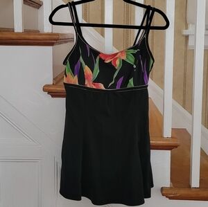 ROBBY LEN Long Torso Black Swim Dress Size 12